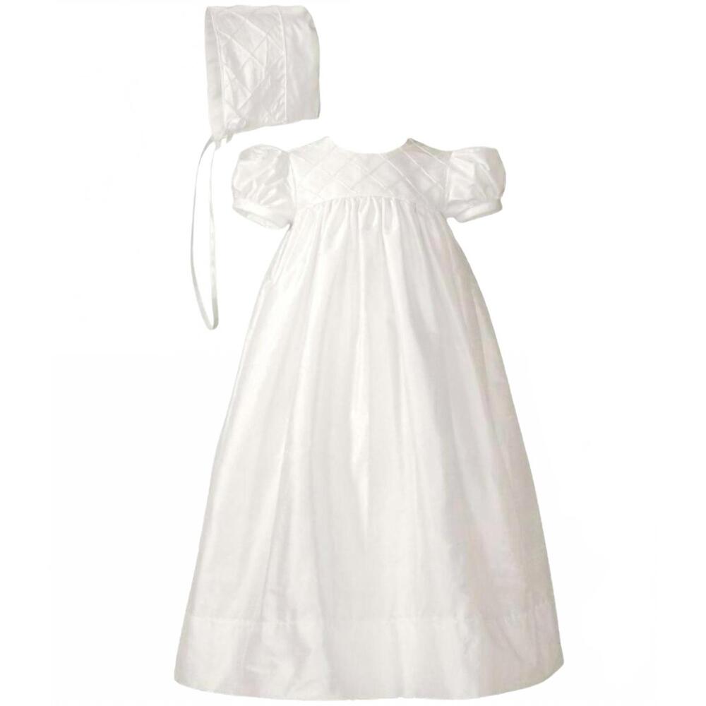 NEW LITTLE THINGS MEAN A LOT girl's silk dupioni christening baptism gown with l
